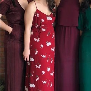 Red floral reformation maxi dress